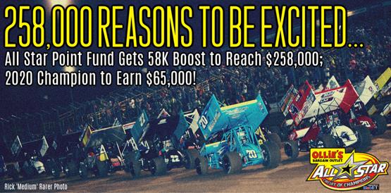 2020 All Star point fund increases to $258,000; Series champion to earn $65,000