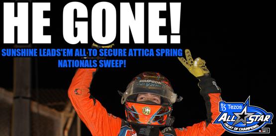 Tyler Courtney leads every lap of Attica Spring Nationals finale to secure weekend sweep