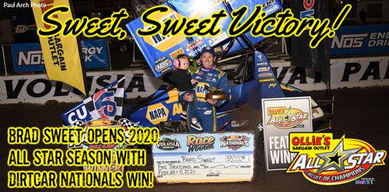 Brad Sweet opens 2020 Ollie’s Bargain Outlet All Star Circuit of Champions presented by Mobil 1 season with DIRTcar Nationals victory at Volusia