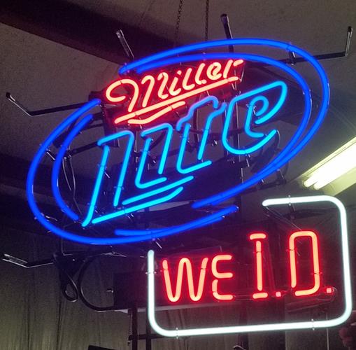 Miller Lite WE ID Neon Sign - Restaurant Equipment Repair, Sioux