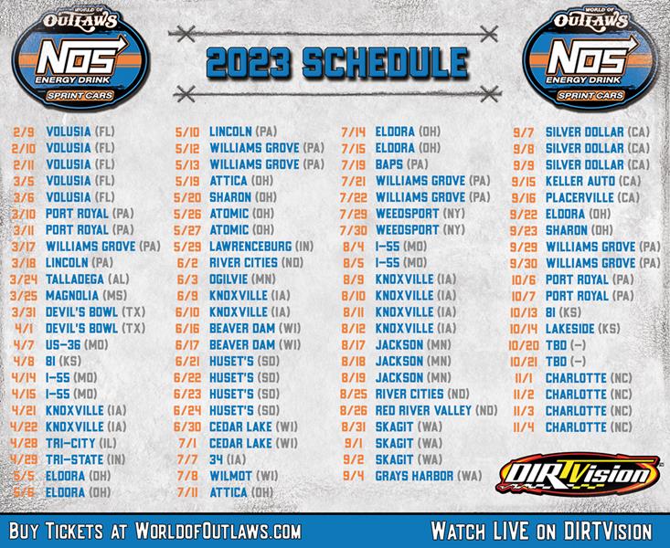 2023 World of Outlaws schedule features 87 nights - RacinBoys