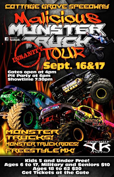 Monster Trucks Motorcycles Invade Cottage Grove Speedway