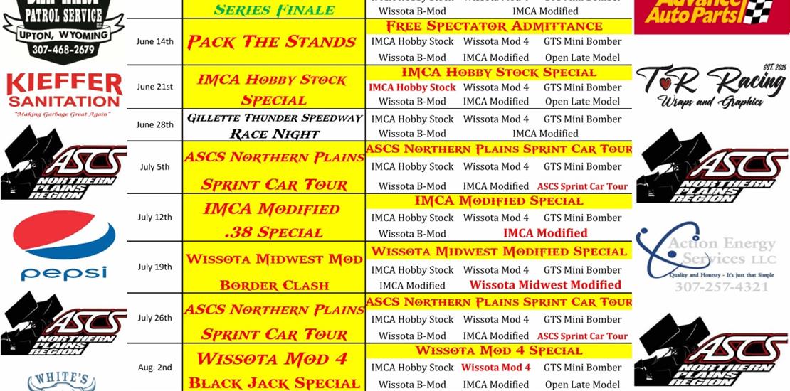 2025 Gillette Thunder Speedway Schedule