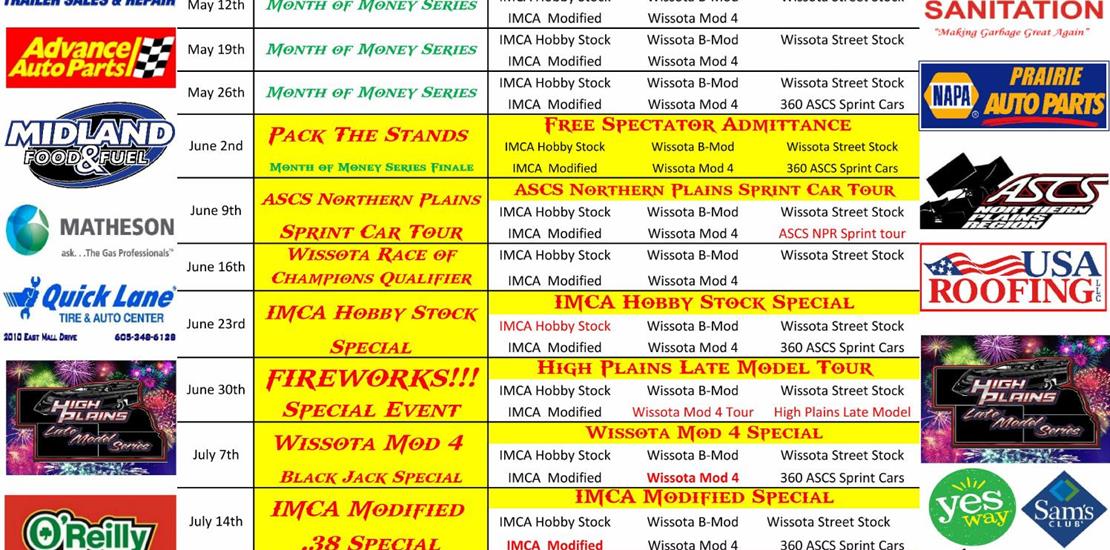 2023 Black Hills Speedway Tentative Schedule