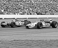 Milwaukee Mile August 18th 1968. Bobby Unser races with Mario Andretti. Mario finished second, Bobby fourth.