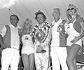 September 6th 1975 Indiana State Fairgrounds.
Hoosier Hundred Victory Lane. L-R Car Owner Ralph Wilke, June Cochran, Driver Tom Bigelow, Chief A.J. Watson & Linda Vaughn. Great photo of earlier times.