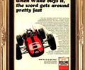 1967 Rislone Newspaper Ad & Poster.
When Wilke buys it, the word gets around pretty Fast This poster made in 1967 was of the Leader Card Racers #6 driven by Bobby Unser, the following year 1968 Bobby Unser would win his first Indy 500 in the #3 Leader Card Racers Rislone Special. This is the same car used in the Hollywood blockbuster movie Winning starring Paul Newman, Joanne Woodward, Richard Thomas & Robert Wagner. The race car was painted the same; however Rislone was replaced by Crawfor