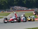 James leading Tony Kanaan in his Indycar debut at Mid Ohio