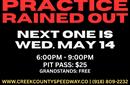 Wednesday, May 7 Practice Rained Out