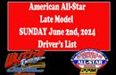 Drivers List This Sunday June 2nd $5000 to win Ame...