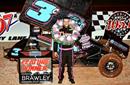 Ryan Tusing goes elbows up to win at the Historic Bloomington Speedway
