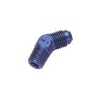 Fitting, Adapter, 45 Degree, 4 AN Male to 1/4 in NPT Male, Blue