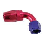 Swivel Hose End Fitting, 90 Degree, Red/Blue -10 AN