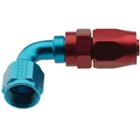 Swivel Hose End Fitting, 90 Degree, Red/Blue, -4 AN