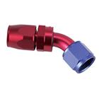Swivel Hose End Fitting, 45 Degree, Red/Blue, -6 AN