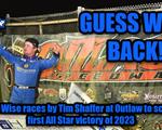Zeb Wise races by Tim Shaffer at Outlaw to score f