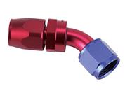 Swivel Hose End Fitting, 45 Degree, Red/Blue -16 AN