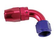 Swivel Hose End Fitting, 90 Degree, Red/Blue -10 AN