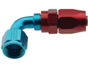 Swivel Hose End Fitting, 90 Degree, Red/Blue, -4 AN