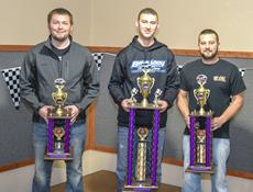 IMCA Hobby Stock Award Winners: John Ross - 5th Place, Cory Probst - Champion, Adam Synder - 3rd Place