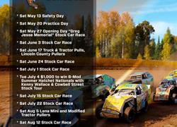 2017 Event Schedule for Tomahawk Speedway!