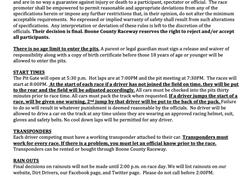 2023 Boone County Raceway Rules