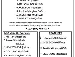 5/27/23 Schedule of Events, 600 Winged/Less Specia