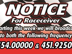 Raceceiver Frequency Notice