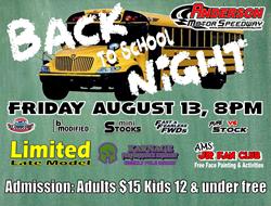 NEXT EVENT: Back To School Night Friday August 13t