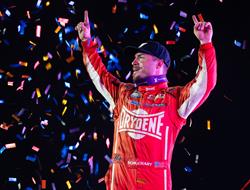 Logan Schuchart slips by Haudenschild late for Riv