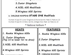 7/2/22 Hamlin Speedway Schedule