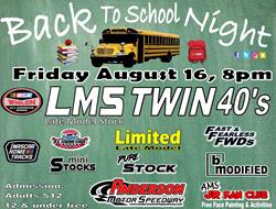 NEXT EVENT: Back to School Night LMS twin 40's + 6