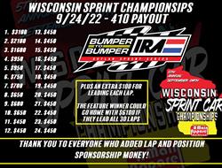 9/24/22 Wisconsin Sprint Car Championships Purse a