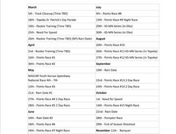2023 TKQMA Season Schedule