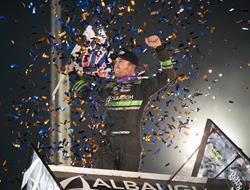 Carson Macedo back in World of Outlaws victory lan