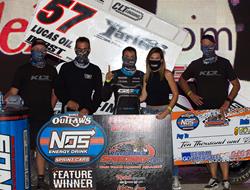 Kyle Larson Steals Outlaws victory at River Cities