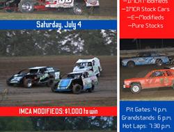 IMCA Modifieds $1,000 to win Saturday, July 4