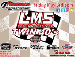 NEXT EVENT: Late Model Stock twin 40's May 3 8pm