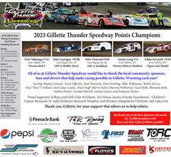 Thank you for the continued support of Gillette Thunder Speedway