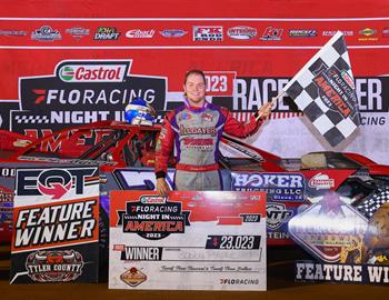 Bobby Pierce raced to his second-straight Castrol FloRacing Night in America win on Wednesday, Sept. 27 at Tyler County Speedway (Middlebourne, W.Va.). (Josh James Artwork image)