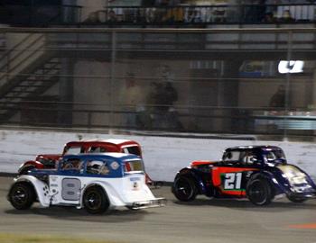 #8 Scott Taylor and #21 Tyler Krupa race down the front stretch.