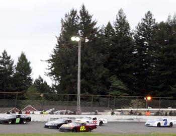 Late models race down the back stretch