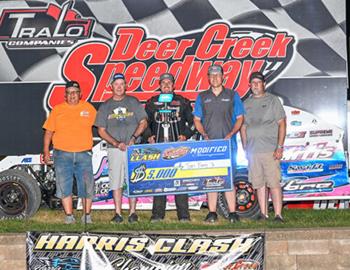 Tom Berry Jr. won $6,300 in the 31st annual Harris Clash at Deer Creek Speedway on August 2. *(Buck Monson image)*