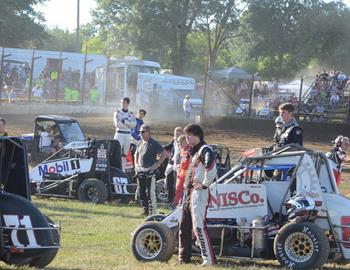 The midgets parked in the infield until time trials were finished