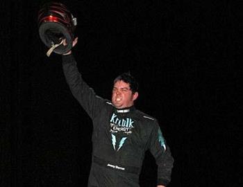 Jeremy Sherman celebrates a win at Central Arizona Raceway