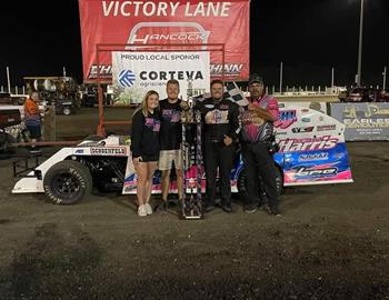 Tom Berry Jr. picked up the $5,000 victory in the Night of 10,000 Stars at Hancock County Speedway on August 16.
