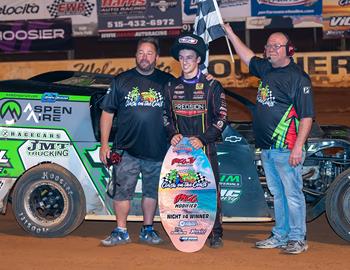 Izac Mallicoat got a big boost of confidence from his Friesen Performance IMCA Modified win on Saturday, the final night of Clash on the Coast at Southern Raceway. (Photo by Byron Fichter)