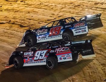 Carson Ferguson in action at Golden Isles Speedway with the Lucas Oil Late Model Dirt Series on Jan. 27, 2023.
