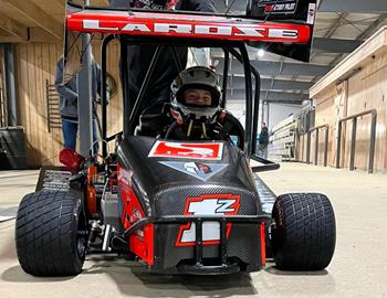 Zander LaRose competes in the LO206 Restricted Box Stock class at the Doe Run Raceway indoor track Palmyra, MO) on December 8-9, 2023.