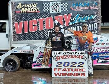 Tom in Victory Lane at Clay County Fair Speedway on May 9, 2022.